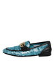 Dolce & Gabbana Blue Sequined Loafers Formal Dress Shoes