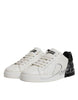 Dolce & Gabbana White Black Logo Portofino Men Sneaker Shoes