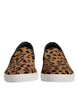 Dolce & Gabbana Brown Calfskin Fur Leopard Sneakers Shoes