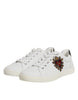 Dolce & Gabbana White Leather Heart Embellished Sneakers Shoes