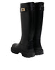 Dolce & Gabbana Black DG Logo Calf Leather High Boots Shoes