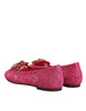Dolce & Gabbana Fuchsia Crystal Loafer Lace Ballet Flats Shoes