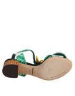 Dolce & Gabbana Green Crystal Fur Embellished Sandals Shoes