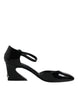 Dolce & Gabbana Black Leather Jackie Ankle Strap Sandals Shoes