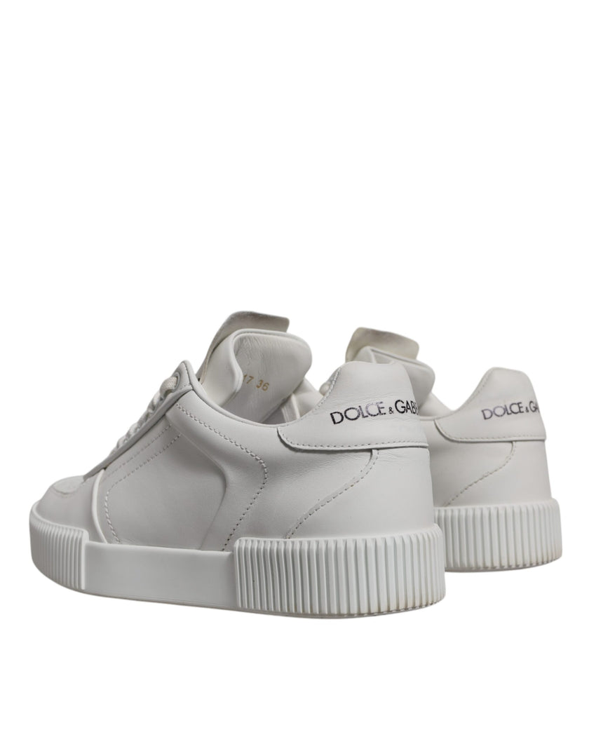 Dolce & Gabbana White Miami Leather Low Top Sneakers Shoes