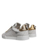 Dolce & Gabbana White Gold Leather Low Top Sneakers Shoes