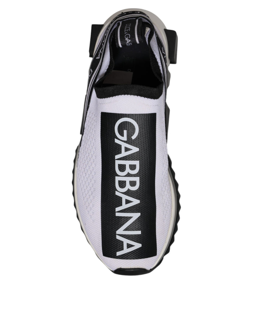 Dolce & Gabbana White Black Slip On Sorrento Sneakers Shoes