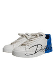 Dolce & Gabbana White Blue Logo Portofino Sneakers Shoes
