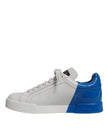 Dolce & Gabbana White Blue Logo Portofino Sneakers Shoes