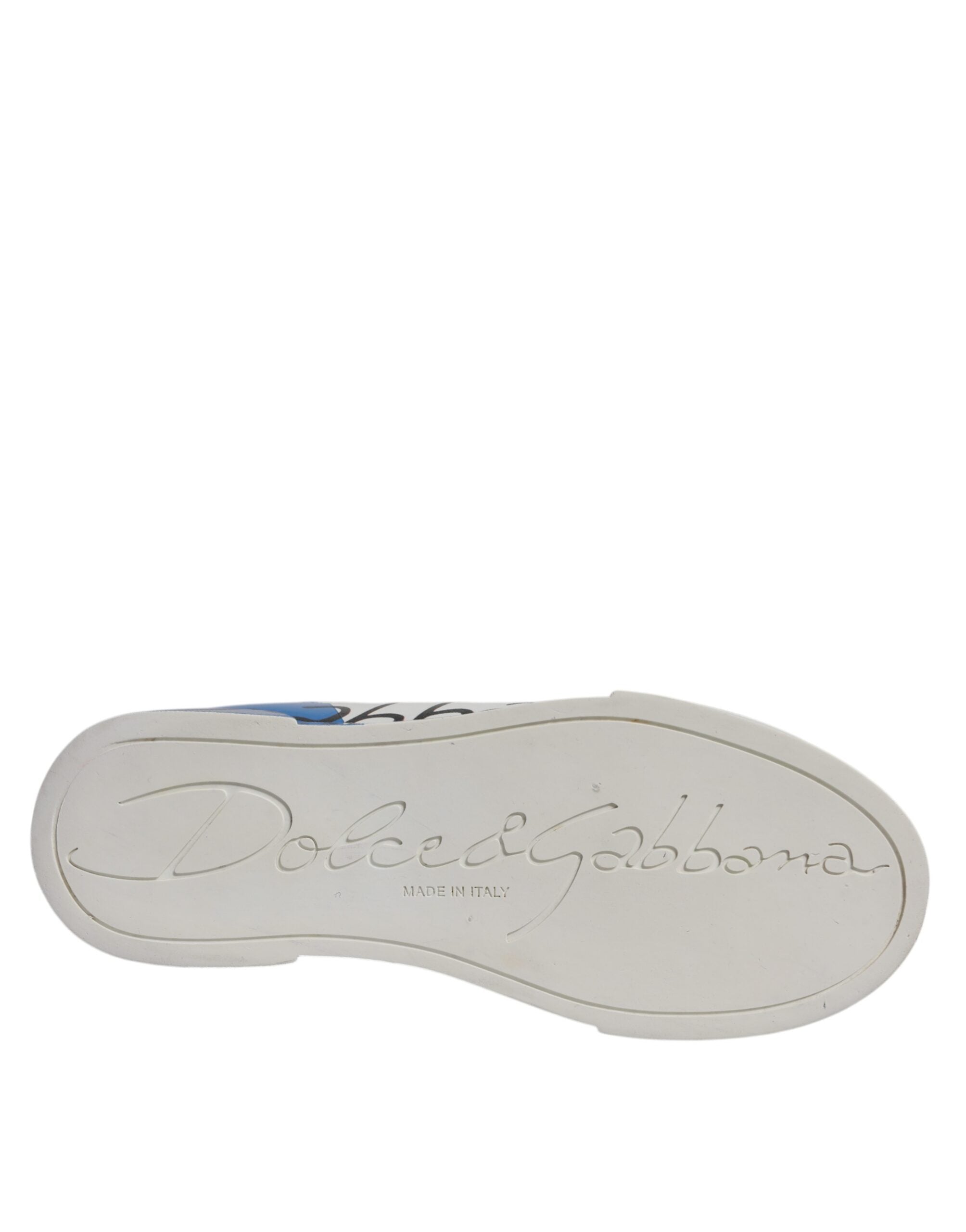 Dolce & Gabbana White Blue Logo Portofino Sneakers Shoes
