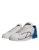 Dolce & Gabbana White Blue Logo Portofino Sneakers Shoes