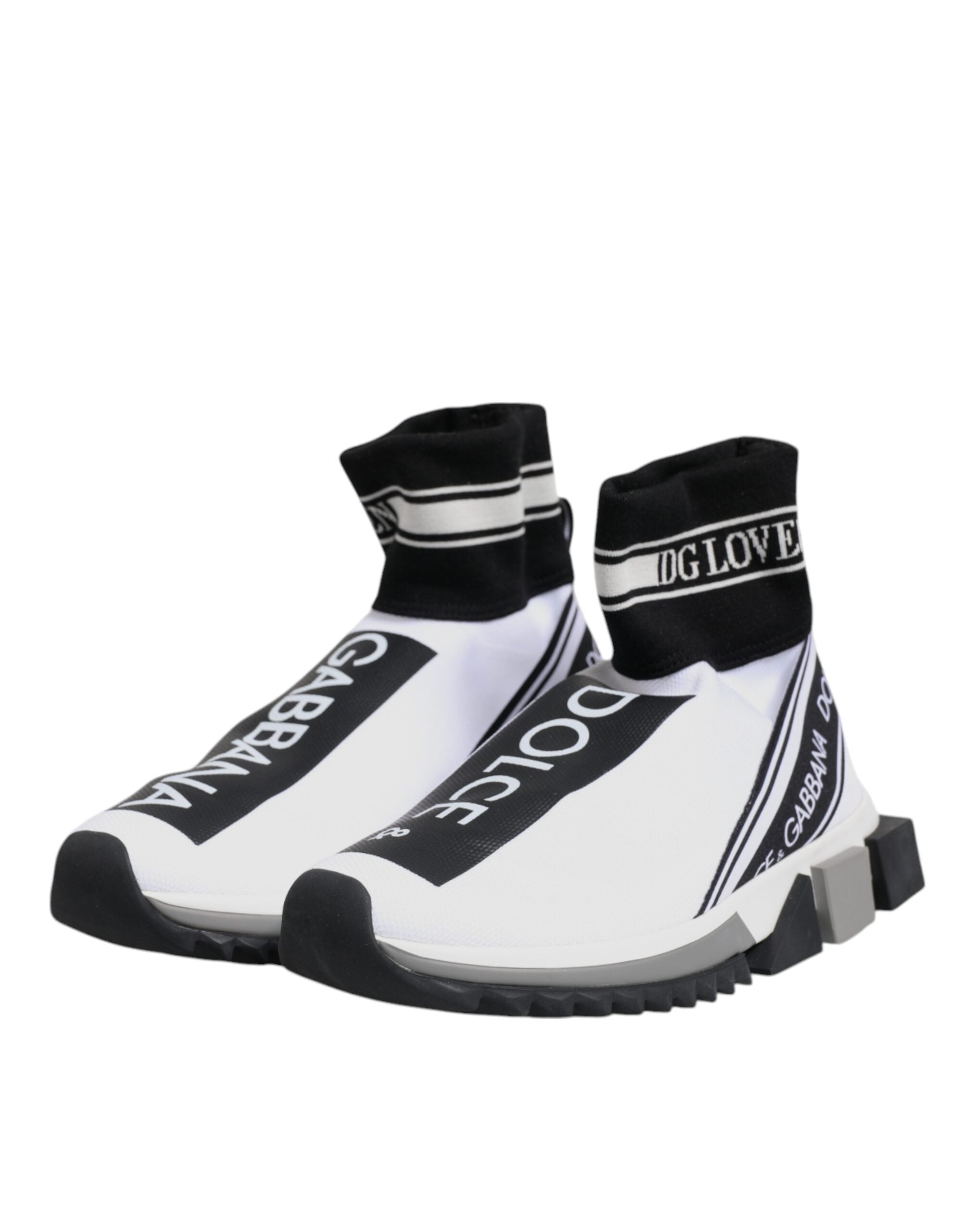 Dolce & Gabbana White Black Sorrento Socks Sneakers Shoes