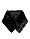 Dolce & Gabbana Black Fur Shawl Neck Wrap Cover Collar Scarf