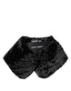 Dolce & Gabbana Black Lamb Fur Collar Women Neck Wrap Scarf