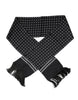 Dolce & Gabbana Black White Polka Dotted Silk Skinny Fringes Scarf
