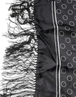 Dolce & Gabbana Black Circles Silk Fringes Shawl Wrap Scarf