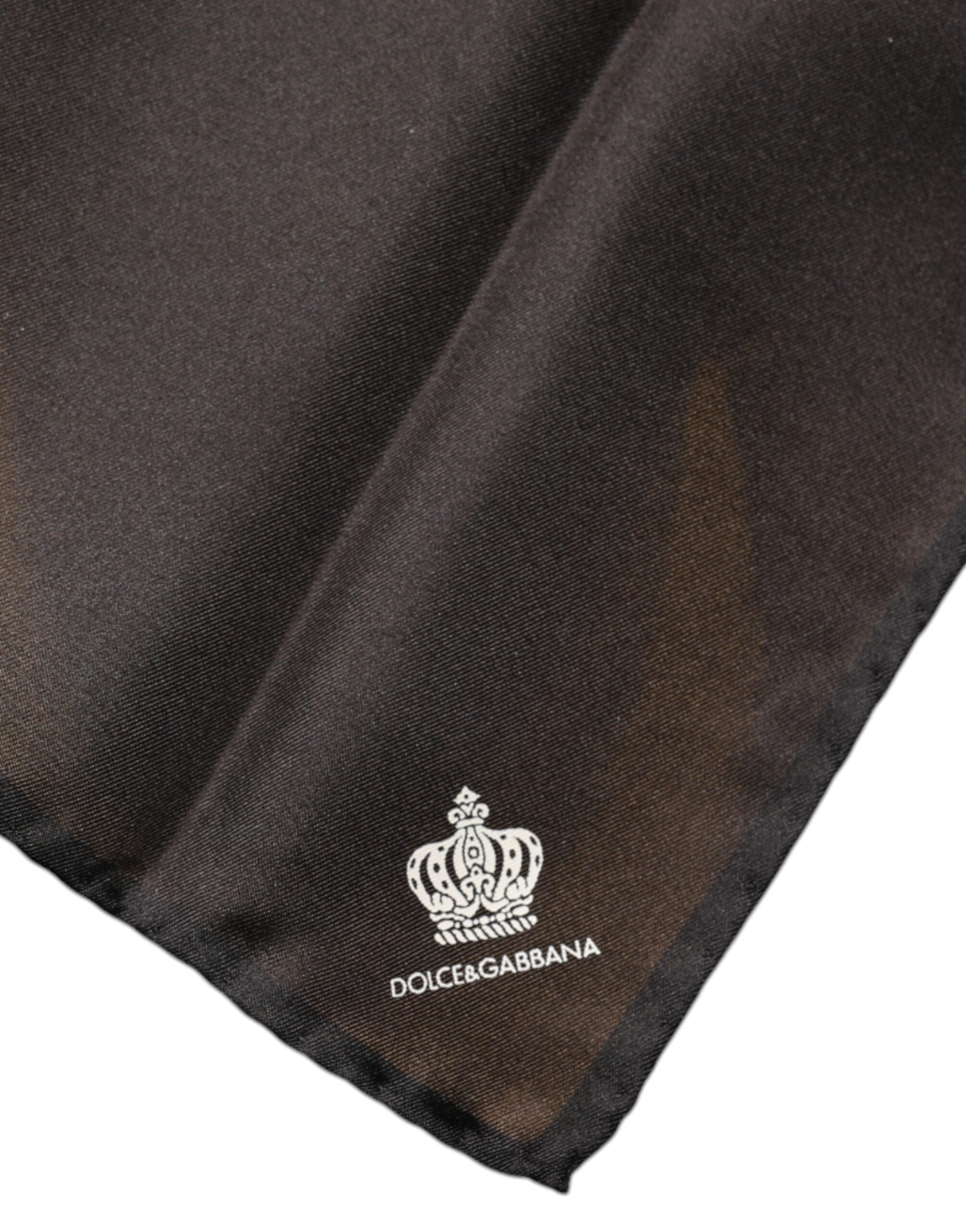Dolce & Gabbana Black Crown Silk Square Handkerchief Scarf