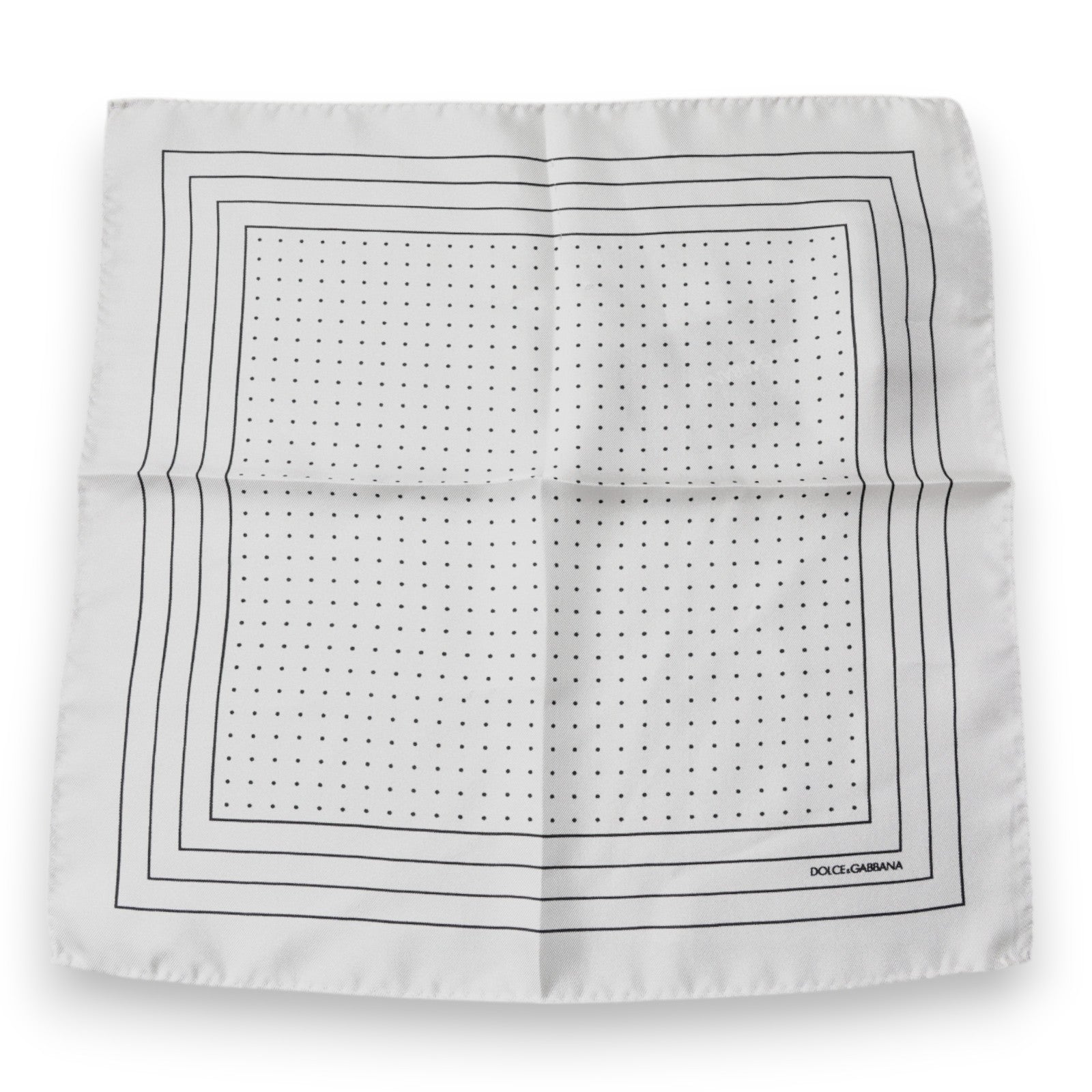 Dolce & Gabbana White Polka Dots Square Handkerchief Scarf