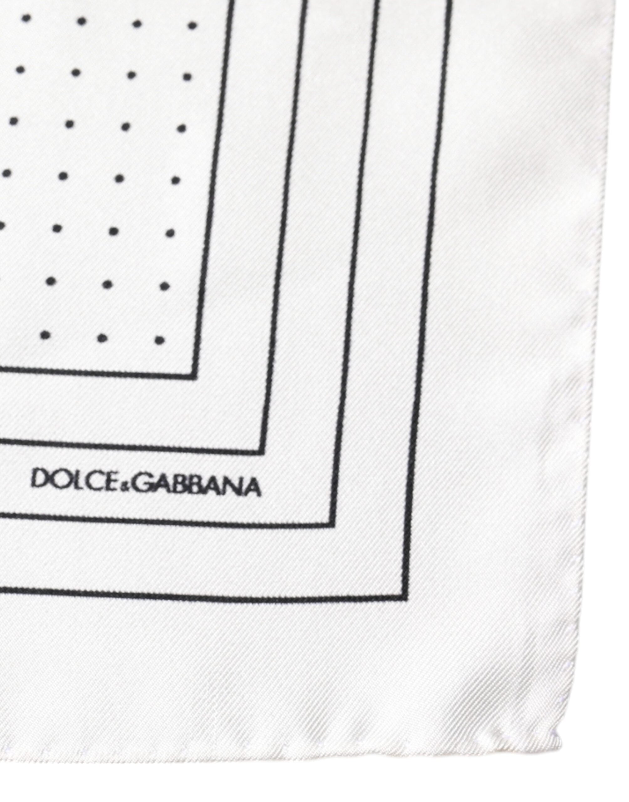Dolce & Gabbana White Polka Dots Square Handkerchief Scarf