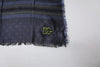 Dolce & Gabbana Dark Blue Logo Fringes Neck Wrap Scarf