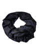 Dolce & Gabbana Dark Blue Logo Fringes Neck Wrap Scarf