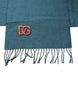 Dolce & Gabbana Blue Green Wool Fringes Wrap Shawl Scarf