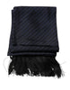 Dolce & Gabbana Dark Blue Fantasy Fringes Neck Wrap Scarf