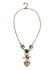 Dolce & Gabbana Gold Brass Lily Crystal Sacred Heart Pendant Necklace