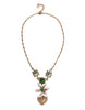 Dolce & Gabbana Gold Brass Lily Crystal Sacred Heart Pendant Necklace