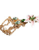 Dolce & Gabbana Gold Brass Lily Crystal Sacred Heart Pendant Necklace