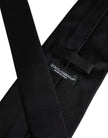 Dolce & Gabbana Black Solid Silk Adjustable Necktie Tie