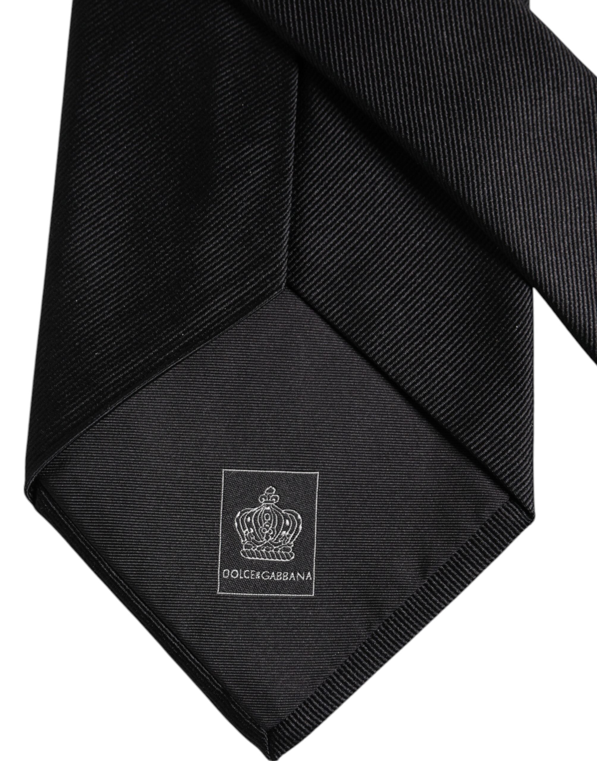 Dolce & Gabbana Black Solid Silk Adjustable Necktie Tie