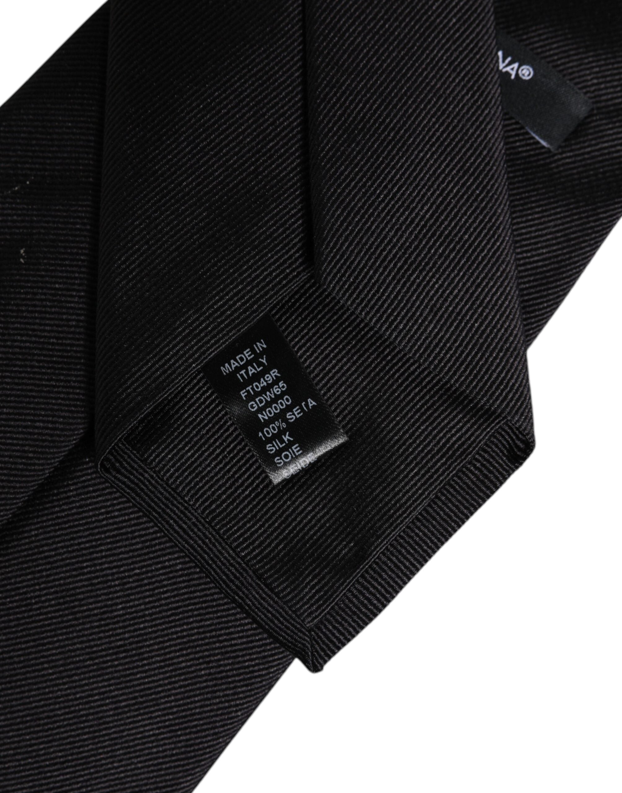 Dolce & Gabbana Black Solid Silk Adjustable Necktie Tie