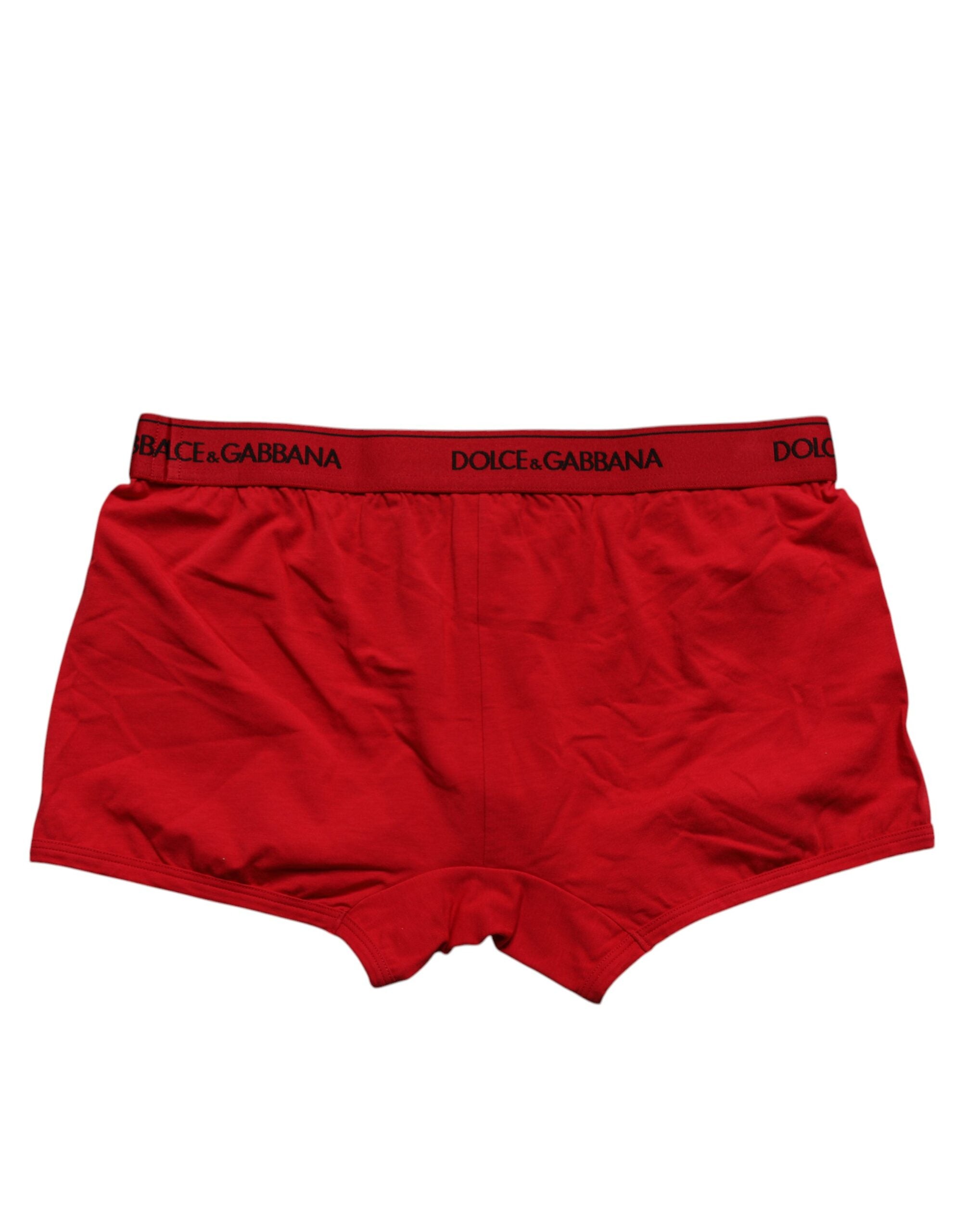 Dolce & Gabbana Red Cotton Stretch Men Regular Boxer Underwear