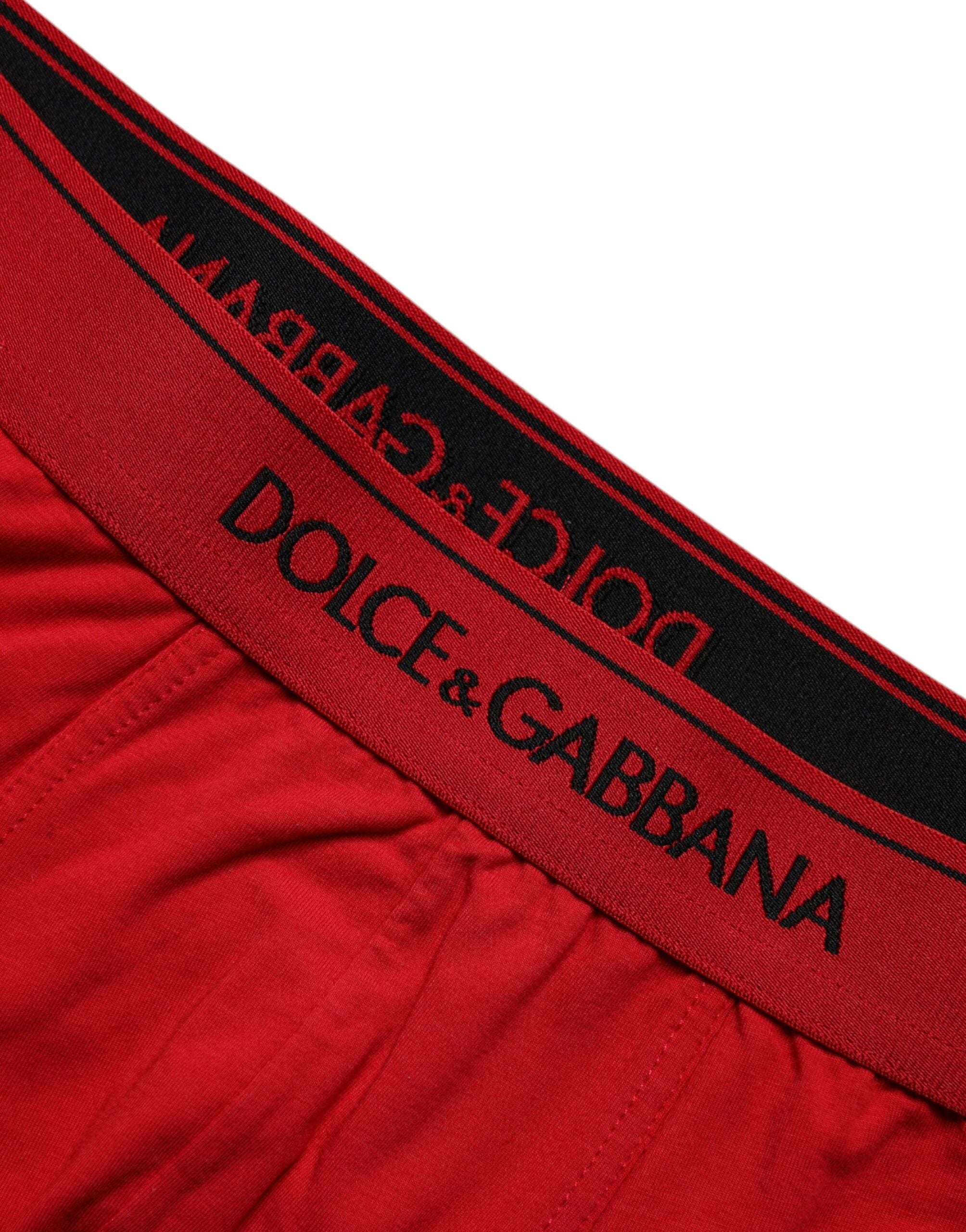 Dolce & Gabbana Red Cotton Stretch Men Regular Boxer Underwear