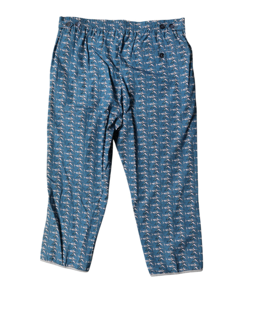 Dolce & Gabbana Blue Shark Print Cropped Beachwear Swimwear