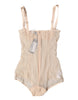 Dolce & Gabbana Beige Tulle Balconette Bra Bodysuit Underwear