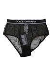 Dolce & Gabbana Black Tulle Nylon Mid Waist Panty Underwear