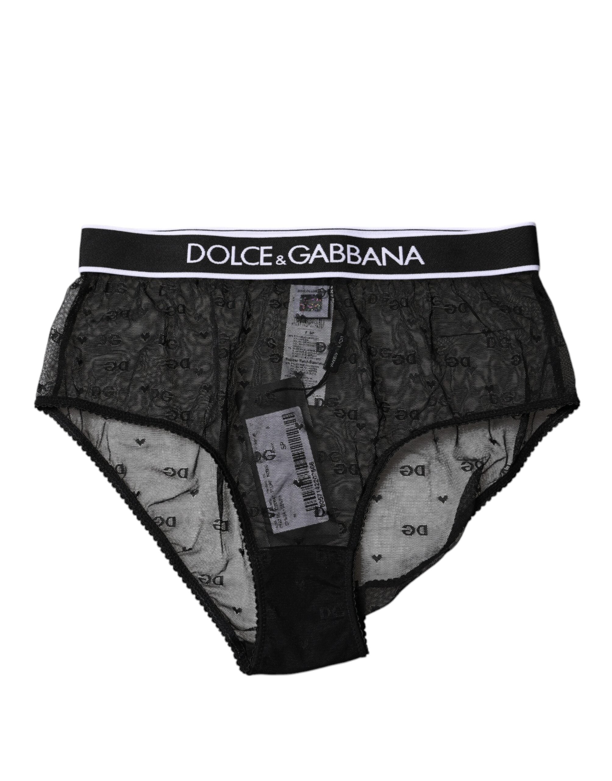 Dolce & Gabbana Black Tulle Nylon Mid Waist Panty Underwear