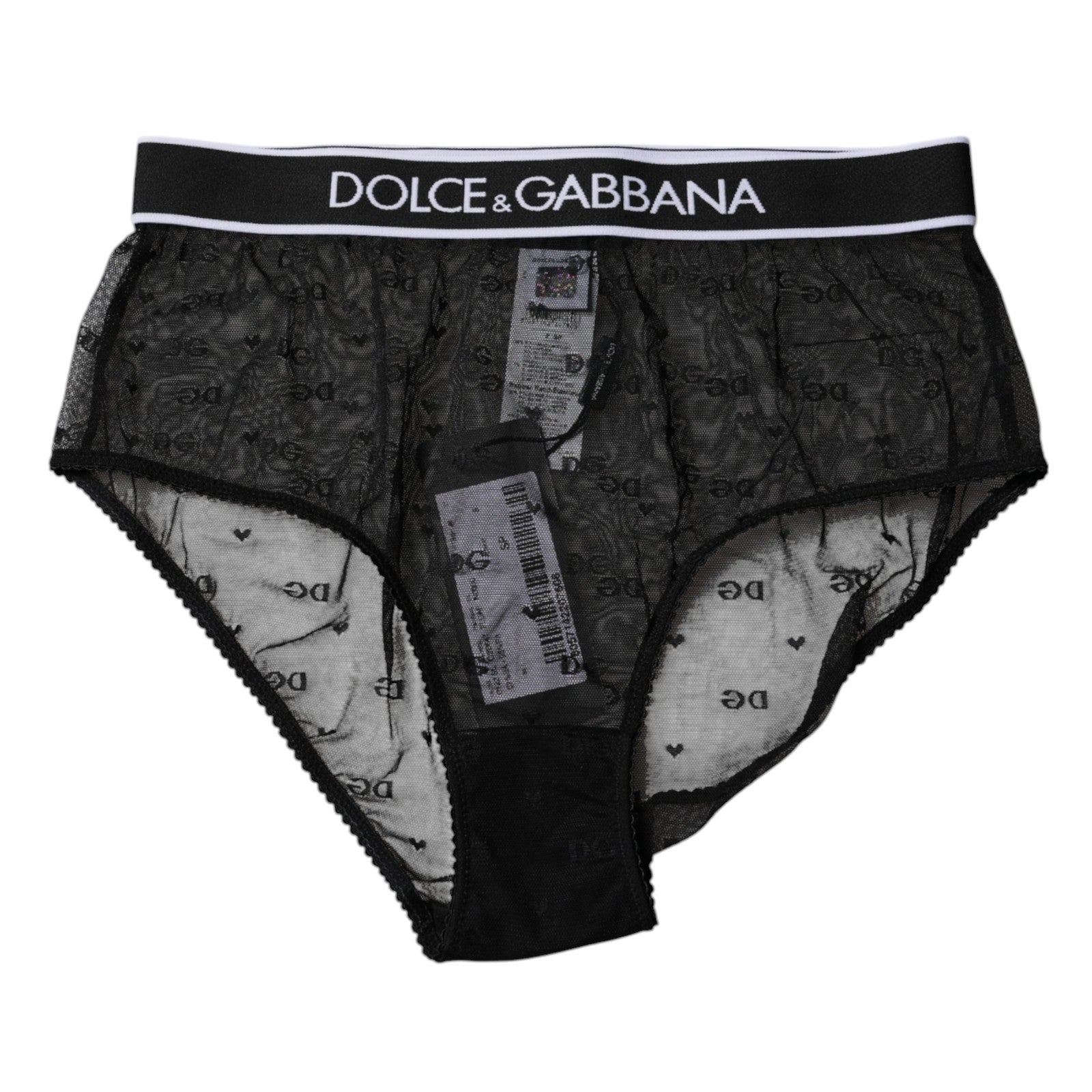 Dolce & Gabbana Black Tulle Nylon Mid Waist Panty Underwear