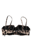 Dolce & Gabbana Brown Leopard Nylon Balconcino Bra Underwear