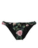 Dolce & Gabbana Black Rose Print Swimwear Bottom Beachwear Bikini