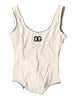 Dolce & Gabbana White Black Logo One Piece Beachwear Swimwear