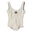 Dolce & Gabbana White Black Logo One Piece Beachwear Swimwear