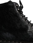 Dolce & Gabbana Black Pony Style Leather Mid Calf Boots Shoes