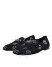 Dolce & Gabbana Black Logo Cotton Loafers Formal Dress Shoes