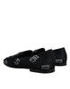 Dolce & Gabbana Black Logo Cotton Loafers Formal Dress Shoes