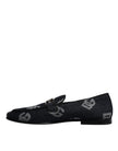 Dolce & Gabbana Black Logo Cotton Loafers Formal Dress Shoes