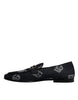 Dolce & Gabbana Black Logo Cotton Loafers Formal Dress Shoes