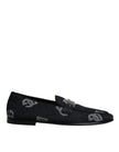 Dolce & Gabbana Black Logo Cotton Loafers Formal Dress Shoes